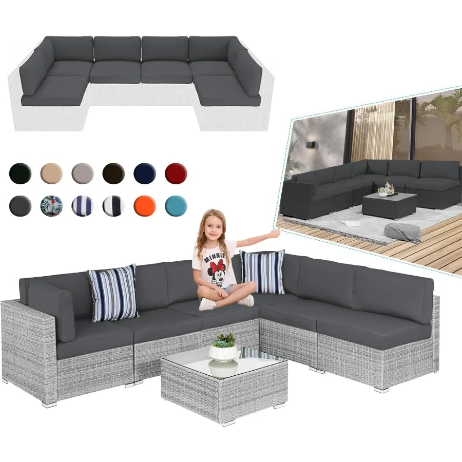 

Outdoor Sectiol Cushions 4 Foam HighDensity WaterResistant Couch Cushions Replant Set 14 Piece Patio Sectiol Cushion for 6Seat