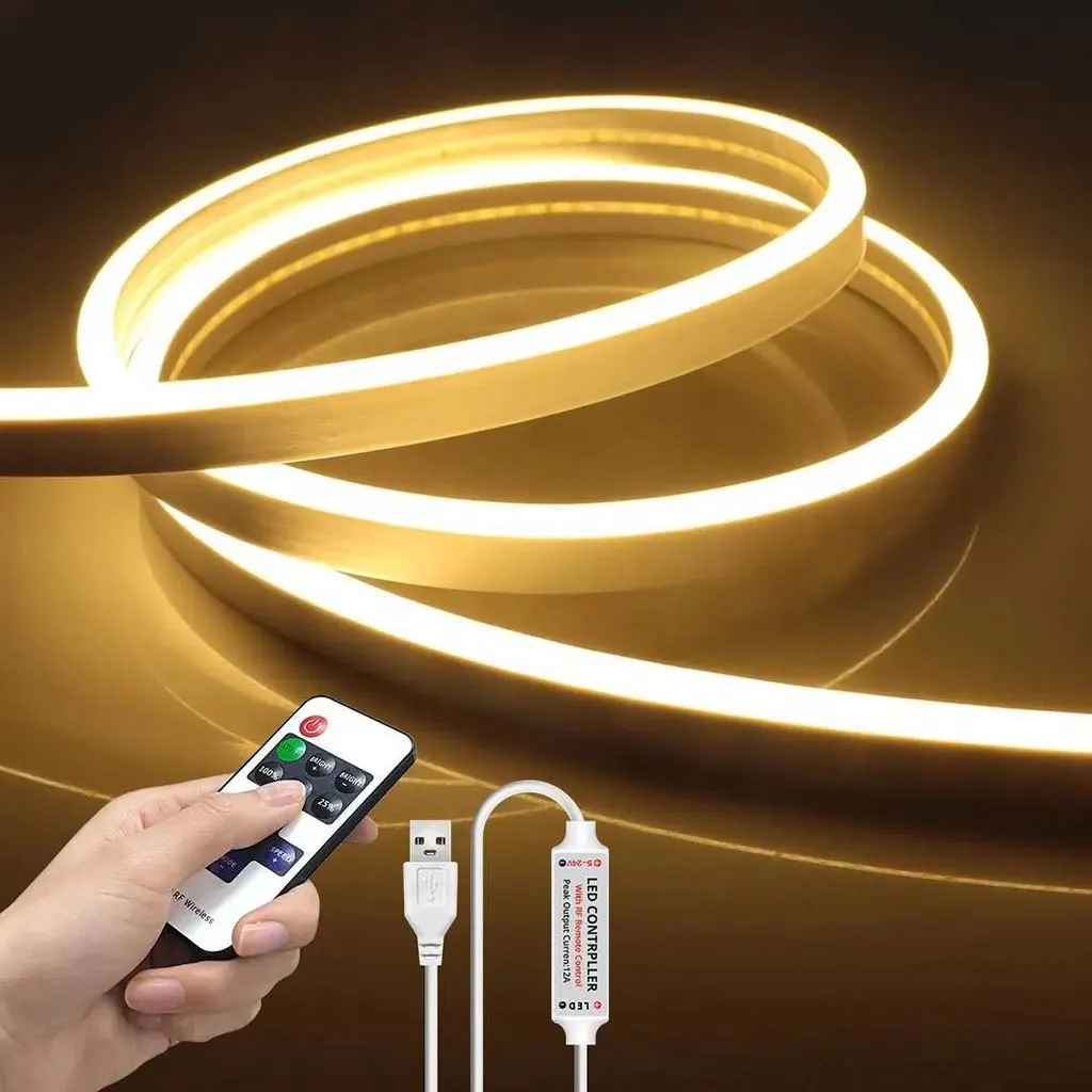 

DC5V USB White/Warm White Neon Strip,Flexible Neon LED Strip Dimmable Ribbon Lamps Neon Tape With RF Remote Conrtol For Home