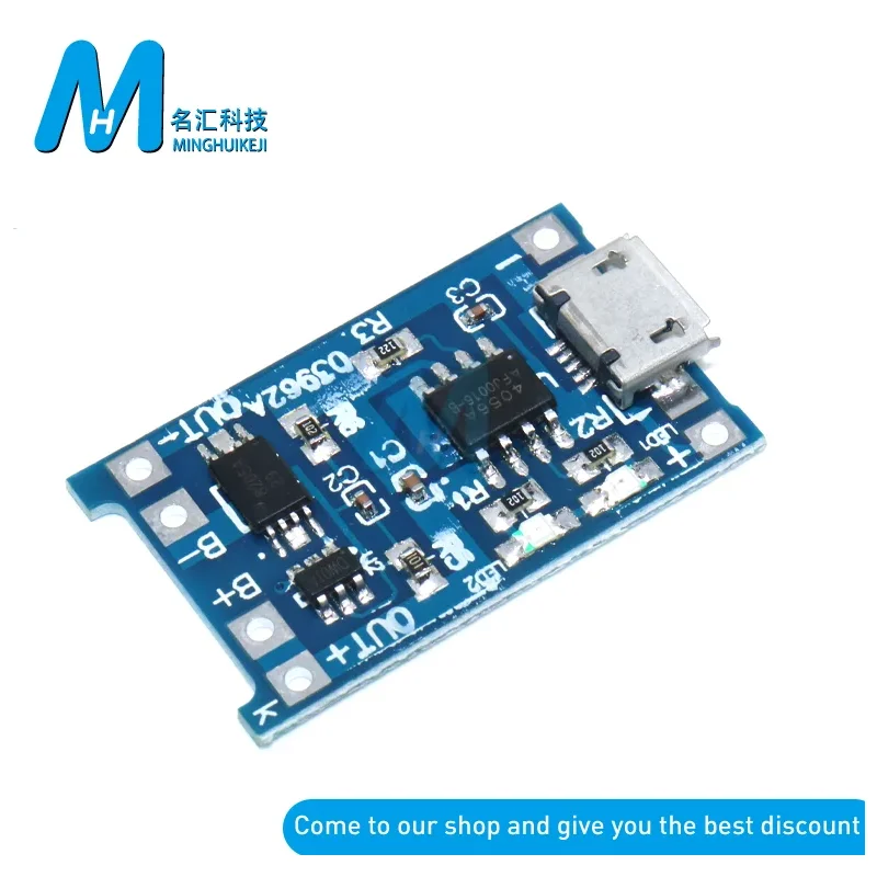 TYPE-C  Micro USB 5V 1A 18650 TP4056 Lithium Battery Charger Module Charging Board With Protection Dual Functions 1A Li-ion
