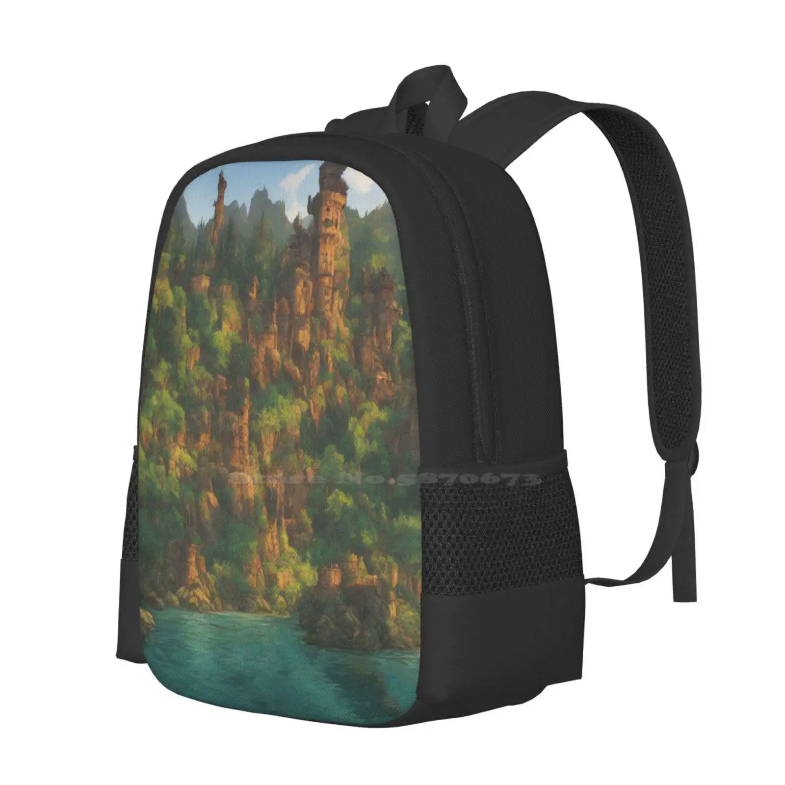 Uncharted Land Large Capacity School Backpack Laptop Bags Uncharted Land Landscape Nature Peaceful