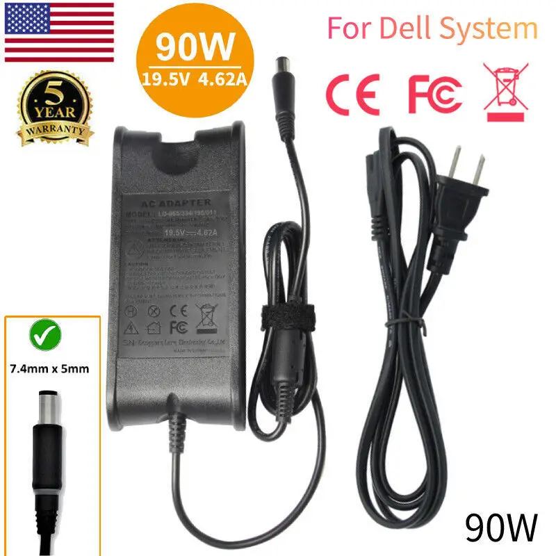 

90W-65W Latitude Laptop Charger Power Cord AC Adapter for Dell Inspiron 7.4mm