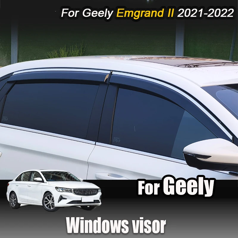 For Geely Emgrand 2021 2022 Car Windows visor Rain proof car windows  bright strip Automotive exterior modification