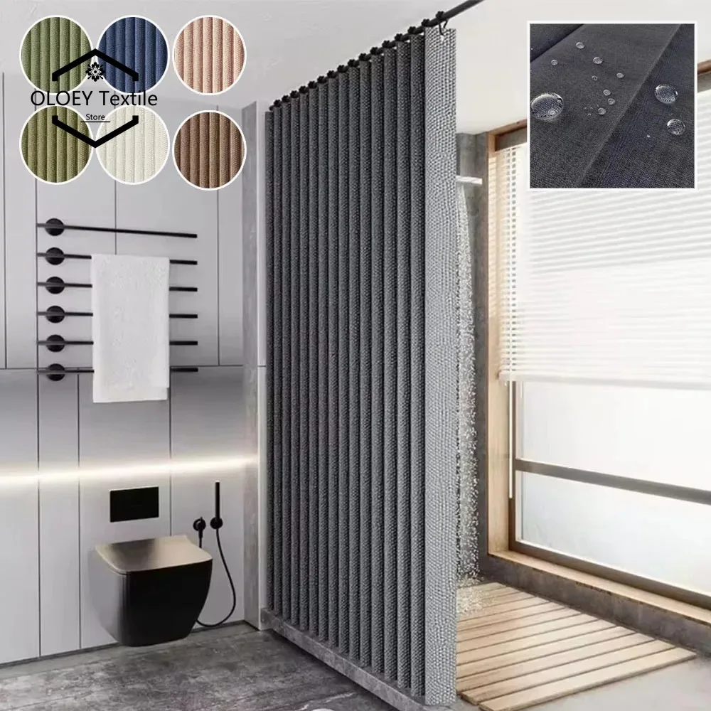 

Shower Curtain Magnetic Folding Shower CurtainsFabric Polyester Waterproof Shower Curtains Suitable for Family Bathroom
