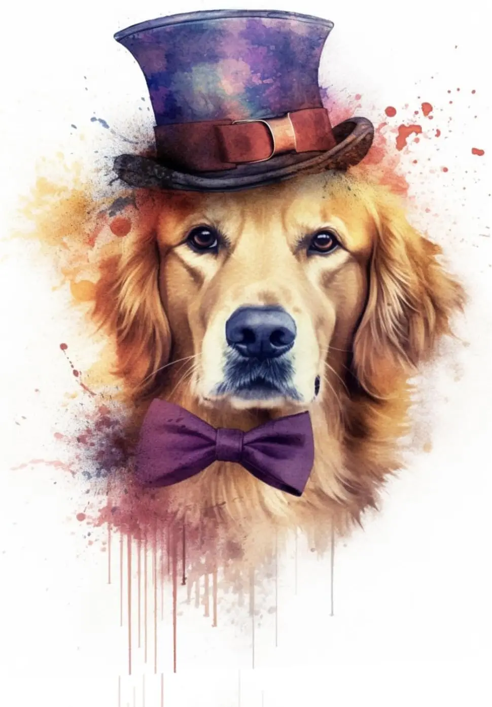 Golden Retriever Purple Hat and Bow tin sign art poster metal home bathroom decor animal decor man cave vintage wall decor  sign