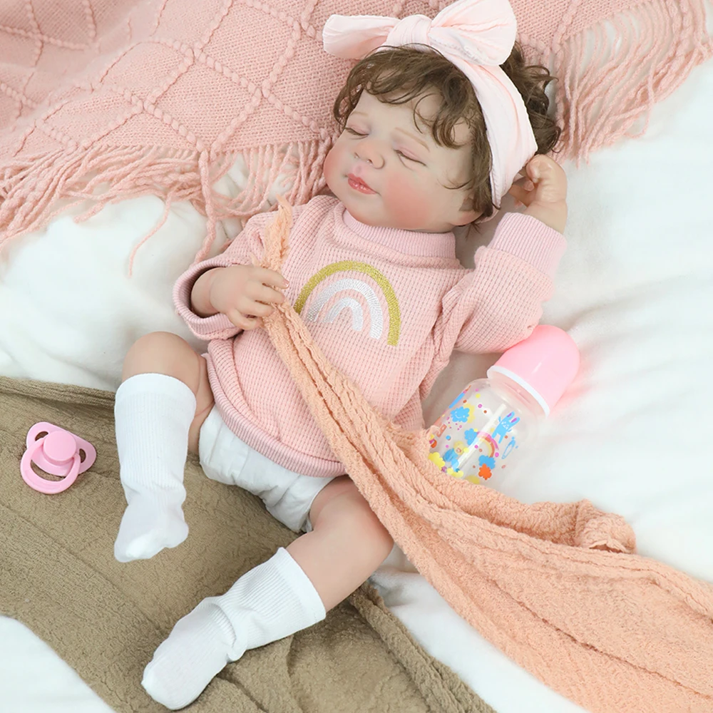 18 pollici Pascale Full Body Reborn Baby Girl Neonato Bambola Realistica Peluche Bambino Strati Multipli Pittura Pelle 3D con Capelli Radicati