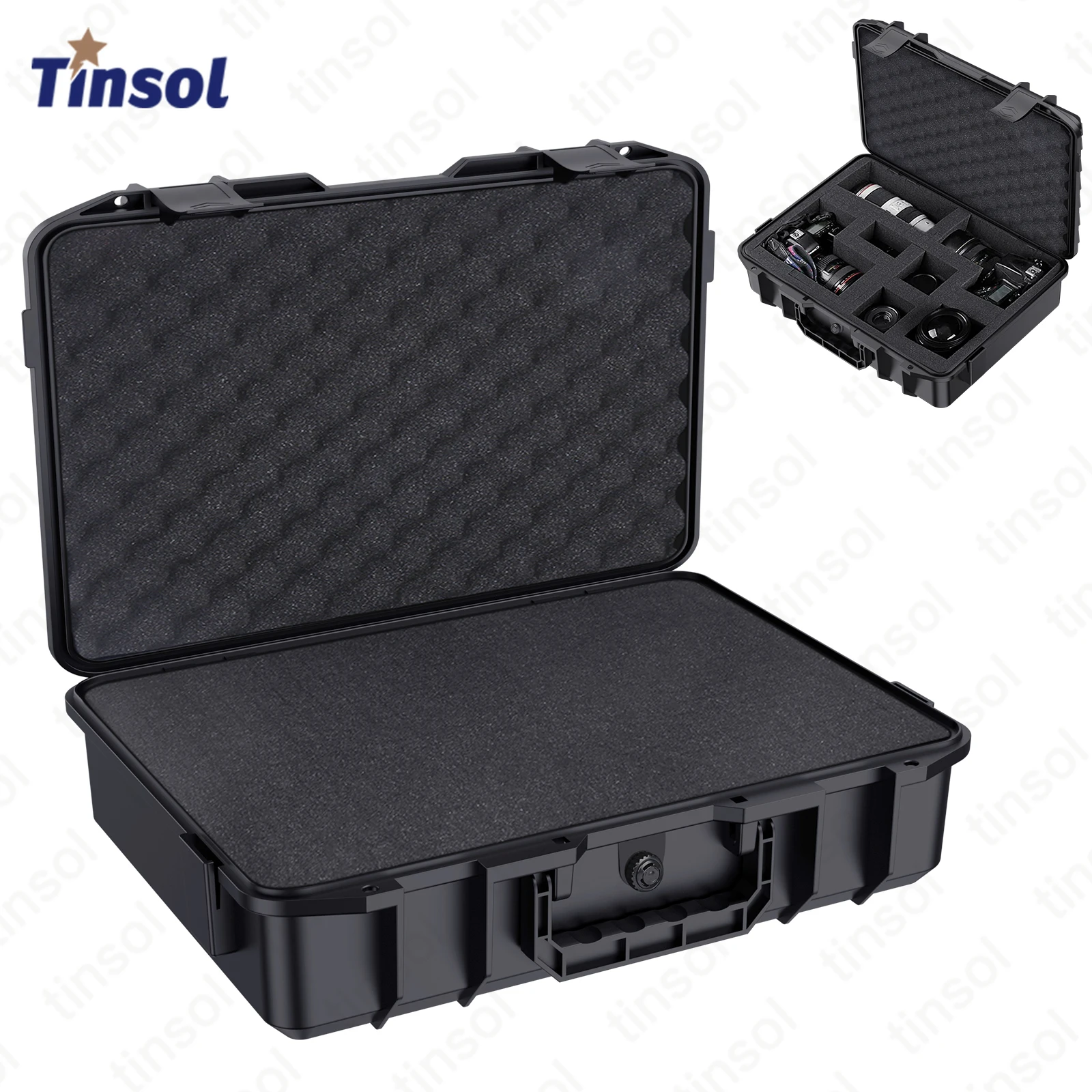 

TINSOL Waterproof Shockproof Universal Protective Toolkit Carrying Case Storage Box with DIY Sponge Insert for Camera Drone Tool