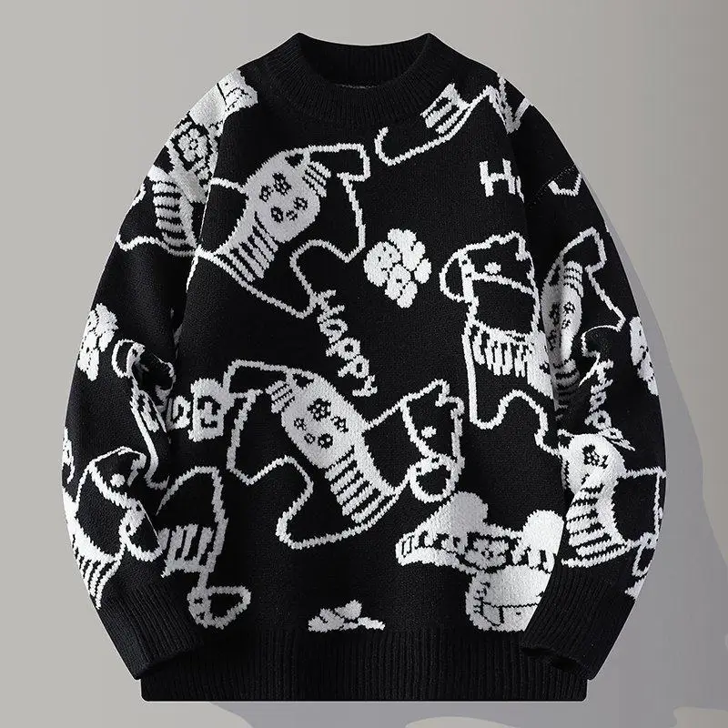 Autumn and winter round-neck knitted sweaters, red sweaters for couples as a base layer, are essential Christmas items