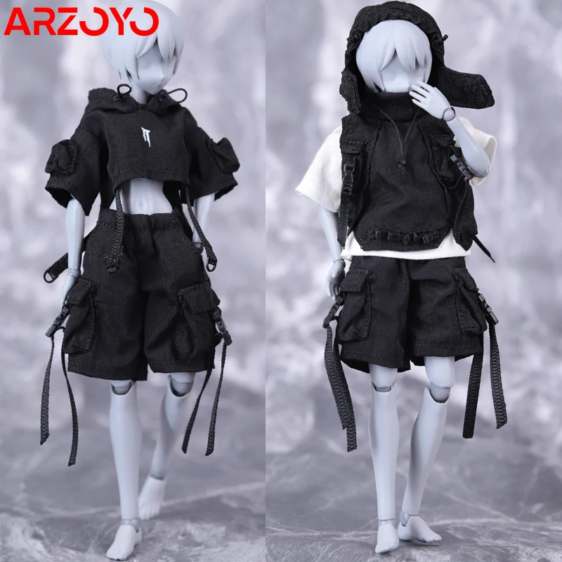 HASUKI CS012 1/12 Female Functional Style Hoodie Top Short Pants Locomotive Suit Clothes Set Fit 6'' Solider Action Figure Body