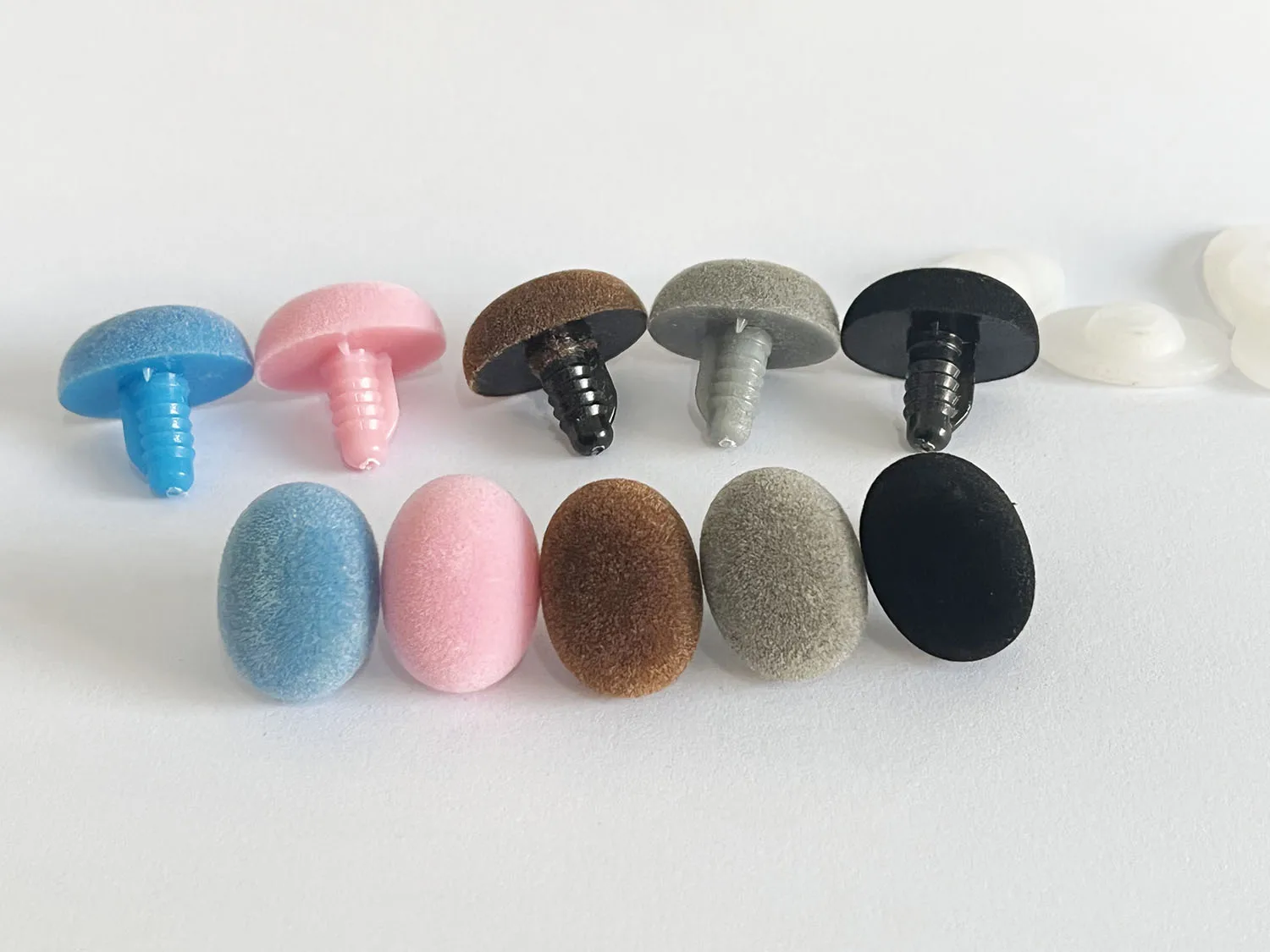 20pcs/lot 15x22mm  pink blue black brown gray Oval shape flocking toy nose safety with hard washer for DIY doll