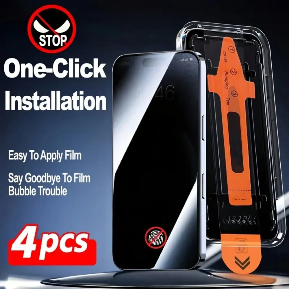 

4Pcs Privacy Tempered Glass for IPhone 17 Promax 17 Pro 15/16 Plus Anti-Spy Film 13 14 Promax Easy Application 12 Mini 11 Glass