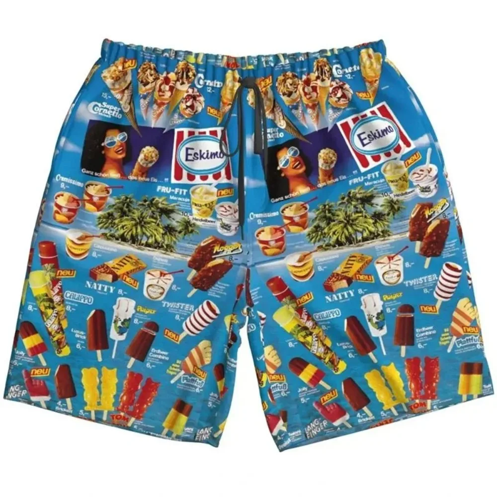 Fashion Summer Ice Cream Pattern3DPrint Breatha Quickdry Men Beach Short Outdoor Casual Beach Vacation Sandy Parent-Child Shorts