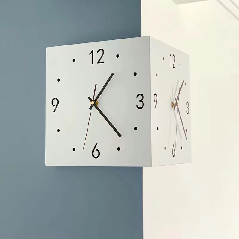 Corner clock, wall clock, living room, creative simplicity, modern square wall clock