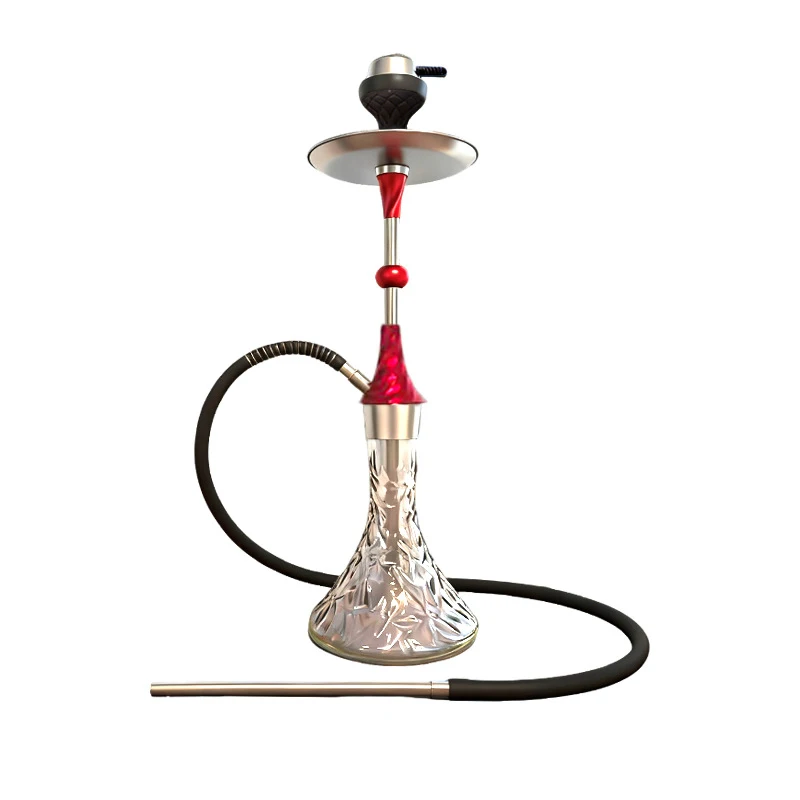 69cm Arabic Hookah Set Single Hose Shisha Kit Colorful Stem Crystal Glass Vase Narguile Chicha Complete Set for Bar Home Party