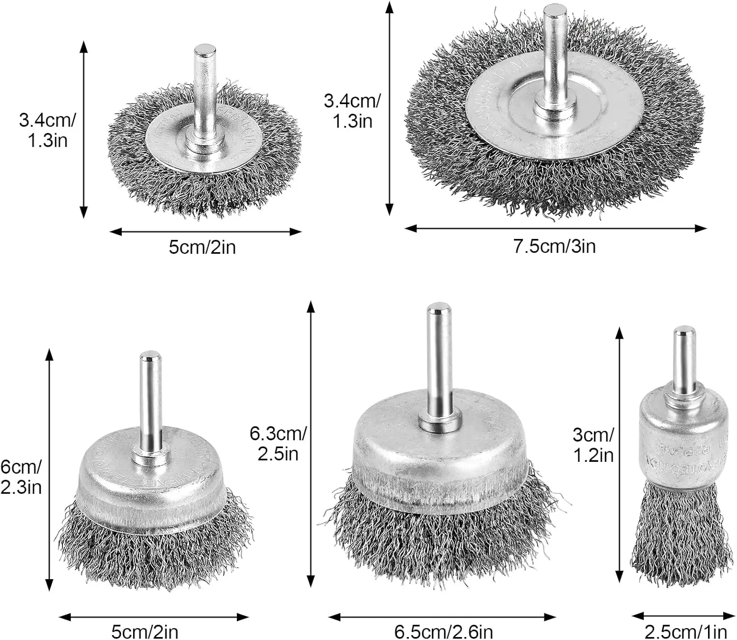 SI FANG 5Pcs Stainless Steel Wire Wheel Cup Brush Set Mini Rotary Tools Polishing Rust Removal Brush Set for Metal
