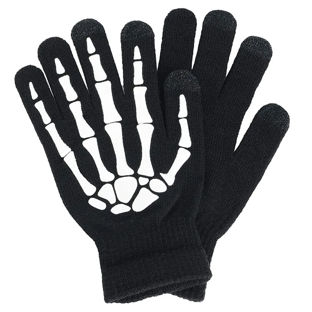 

1 Pair Of Light In The Dark Skeleton Gloves Halloween Themed Cycling Gloves Outdoor Performance Winter Gloves