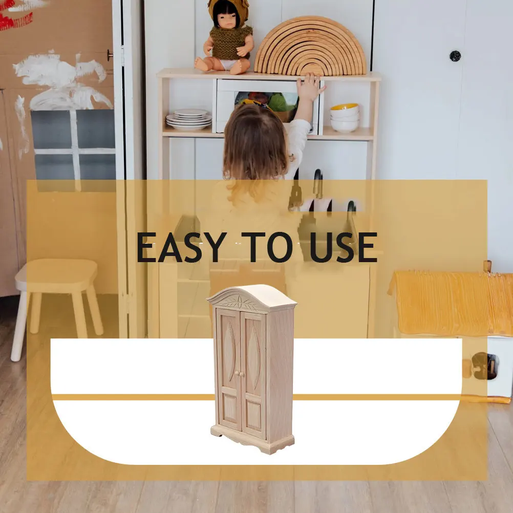 

Миниатюрный деревянный шкаф с винтажной резьбой, идеально подходит для кукольного домика, мебели, DIY-проектов, миниатюрного ландшафта, декора для дома и офисного стола