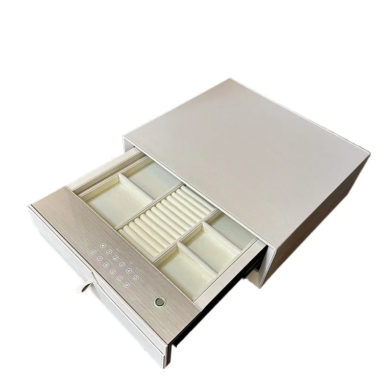 Leather fingerprint password drawer type safe, household small safe, office safe, wardrobe password drawer