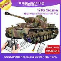 COOLBANK henglong 3859-1 Upgrade Version 1:16 Remote Control German Panzer IV F2 Tank Model Airsoft bullets W/ (5000mah Battery)