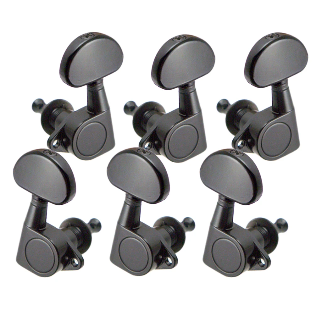 Clavijas acústicas/eléctricas selladas de 6 piezas, cabezales de máquina negros