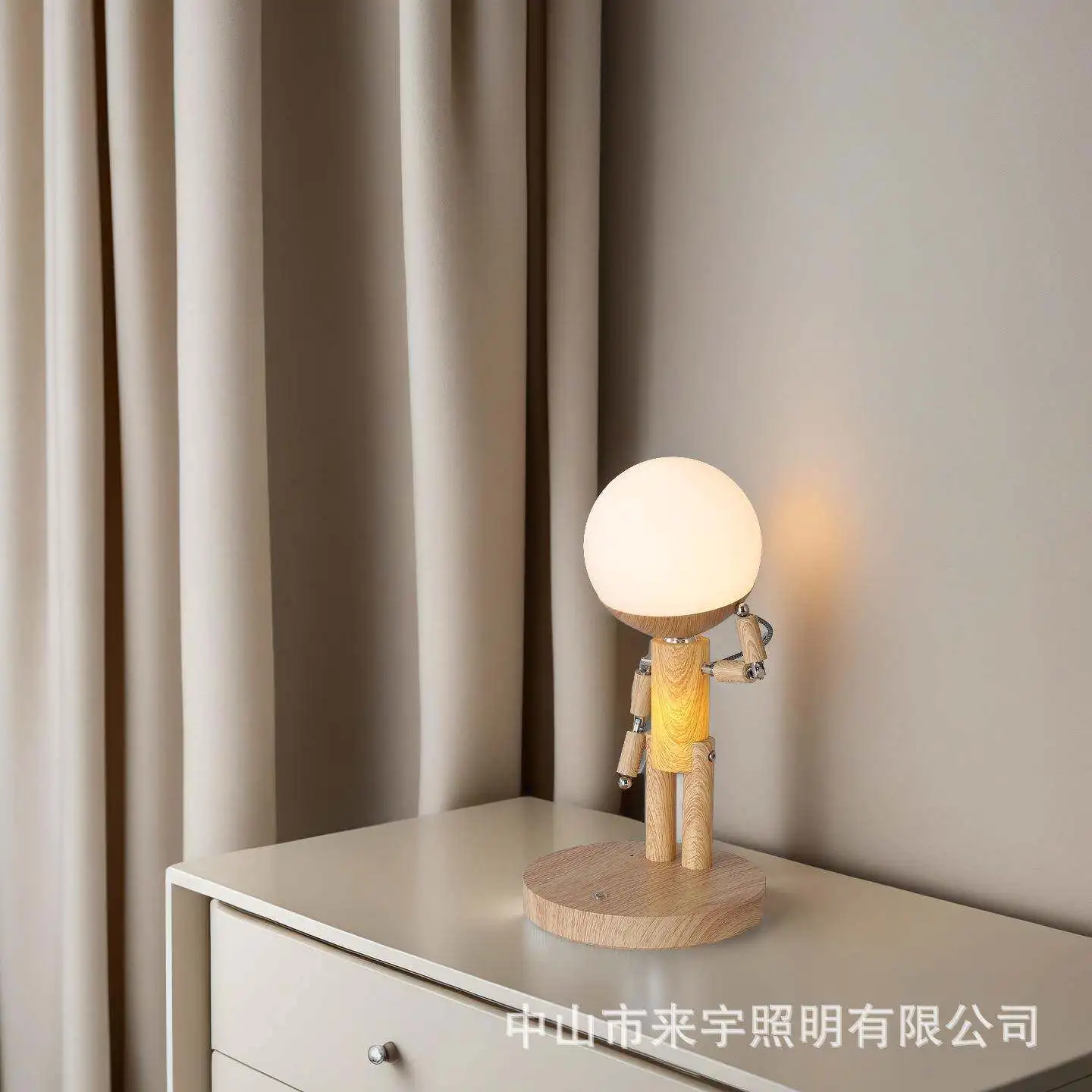 Cartoon Moon Penalty Station Table Lamp with USB Rechargeable Solid Wood Atmosphere Stepless Dimming Desk Lighte Bedroom Bedside