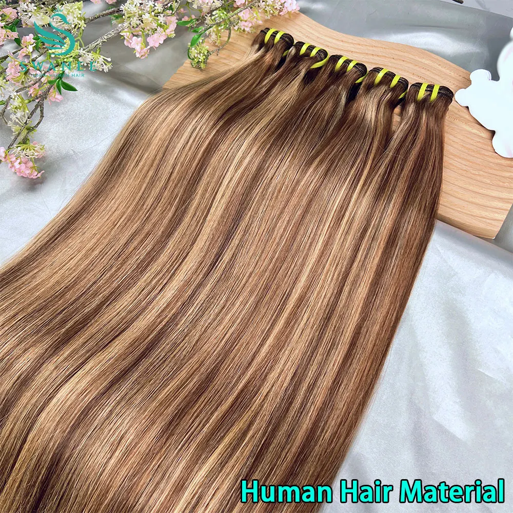 Super Doube Drawn P4/27 Bone Straight Human Hair 1/3/4 Bundles Deal Highlight Humain Hair Weave Remy Human Hair Extension view 3