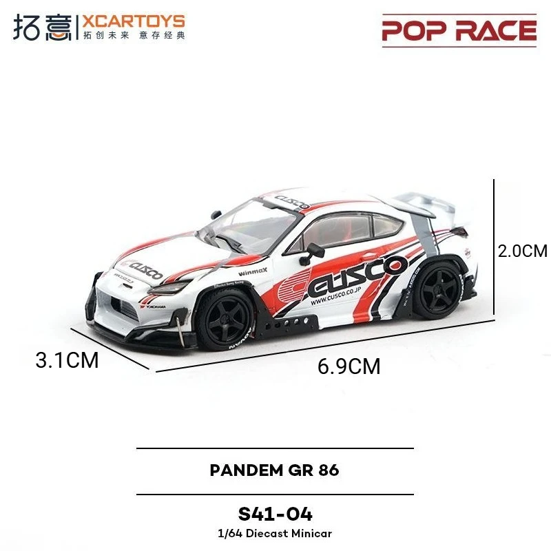 XCARTOYS POPRACE 1/64 PANDEM GR86‑CUSCO Racing Car Alloy Die‑cast Model Simulation Supercar Collectible Ornament Toy Gift
