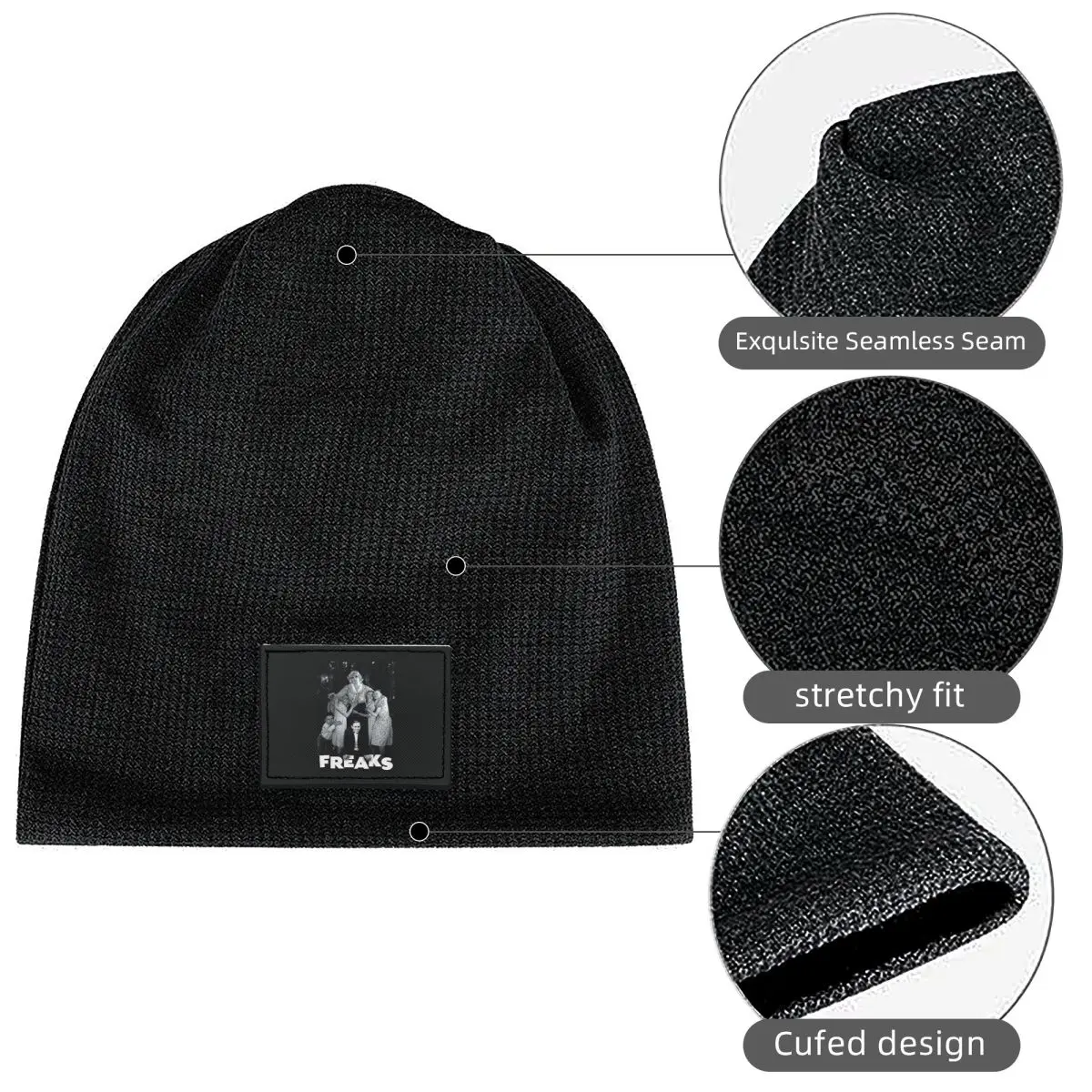 Freaks 1932 Gobble We Accept Her One Of Us Waffle Knit Fleece Lined Beanie with PU Leather Patch Unisex Warm Winter Soft Cap