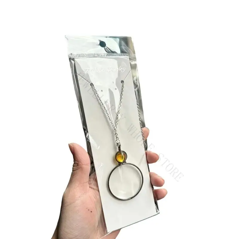 R7UF Resin Pendant Necklace Magnifier Jewelry Perfect For Daily Use
