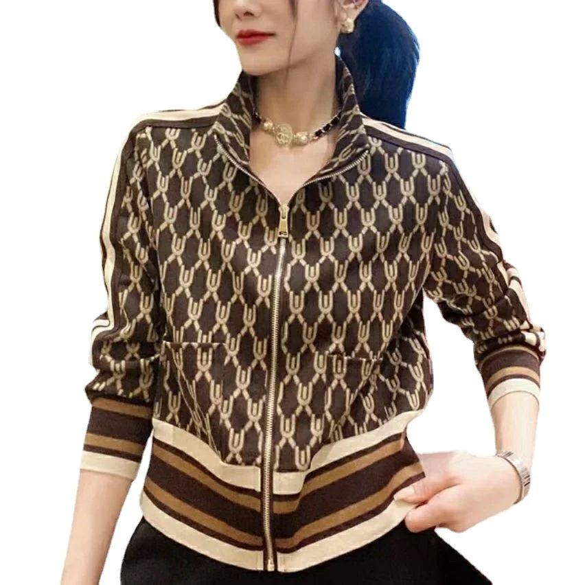 

Autumn 2023 Winter Jacket Women's Little Fragrant, Light Luxury, Slim, Baseball Shirt Printed, High end and Fashion