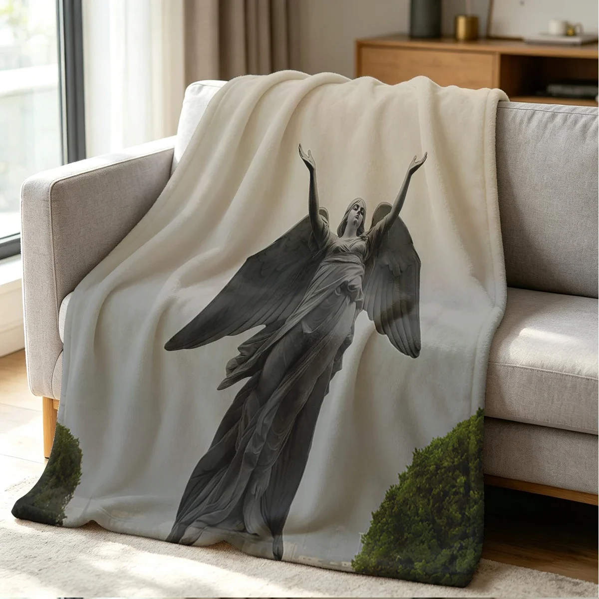 Elegant Angelic Goddess Figure Throw Blanket for Sofa Couch Decor Home Living Room Aesthetic Gift