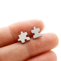 1 Pair Mini Stainless Steel Puzzle Stud Earring Stylish Cute Jigsaw ear studs New Women Minimalist Earrings Games Jewelry