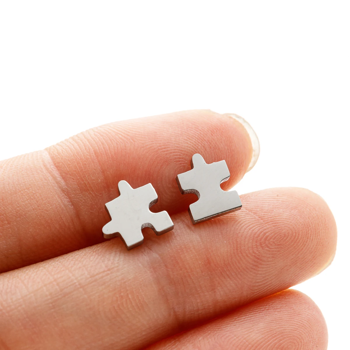 1 para Mini Puzzle ze stali nierdzewnej stadniny kolczyki stylowe śliczne układanki kolczyki do uszu nowe kobiety minimalistyczne kolczyki gry biżuteria