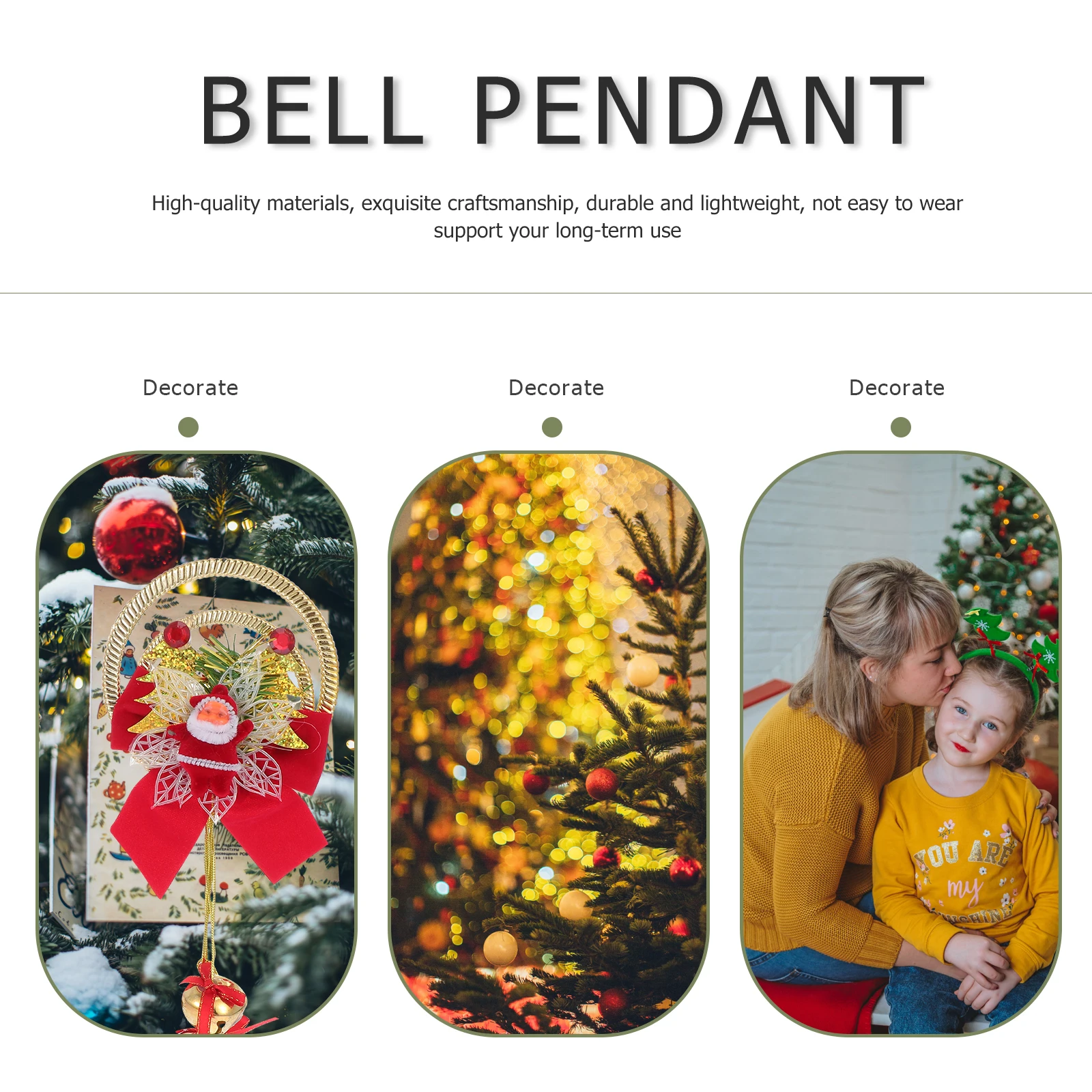 

2Pcs Christmas Tree Ornament Santa Claus Bell Pendants Assorted Colors Xmas Decorative Hanging Pendants Christmas Ornaments