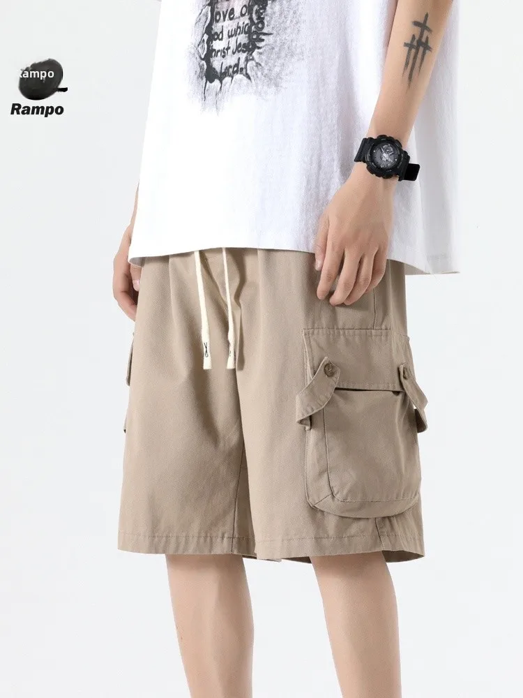 

Summer Thin American Retro Loose Casual Shorts Men's Workwear Khaki Color Multi-Pocket Five-Point Pants Straight Leg Trousers