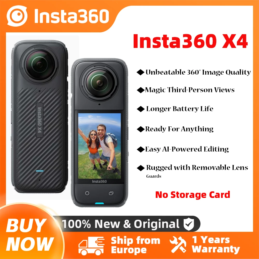 【EU Warehouse】Insta360 X4 8K Waterproof 360 Action Camera, 4K Wide-Angle Video 2290mAh Battery Insta360 X4 Sport Camera