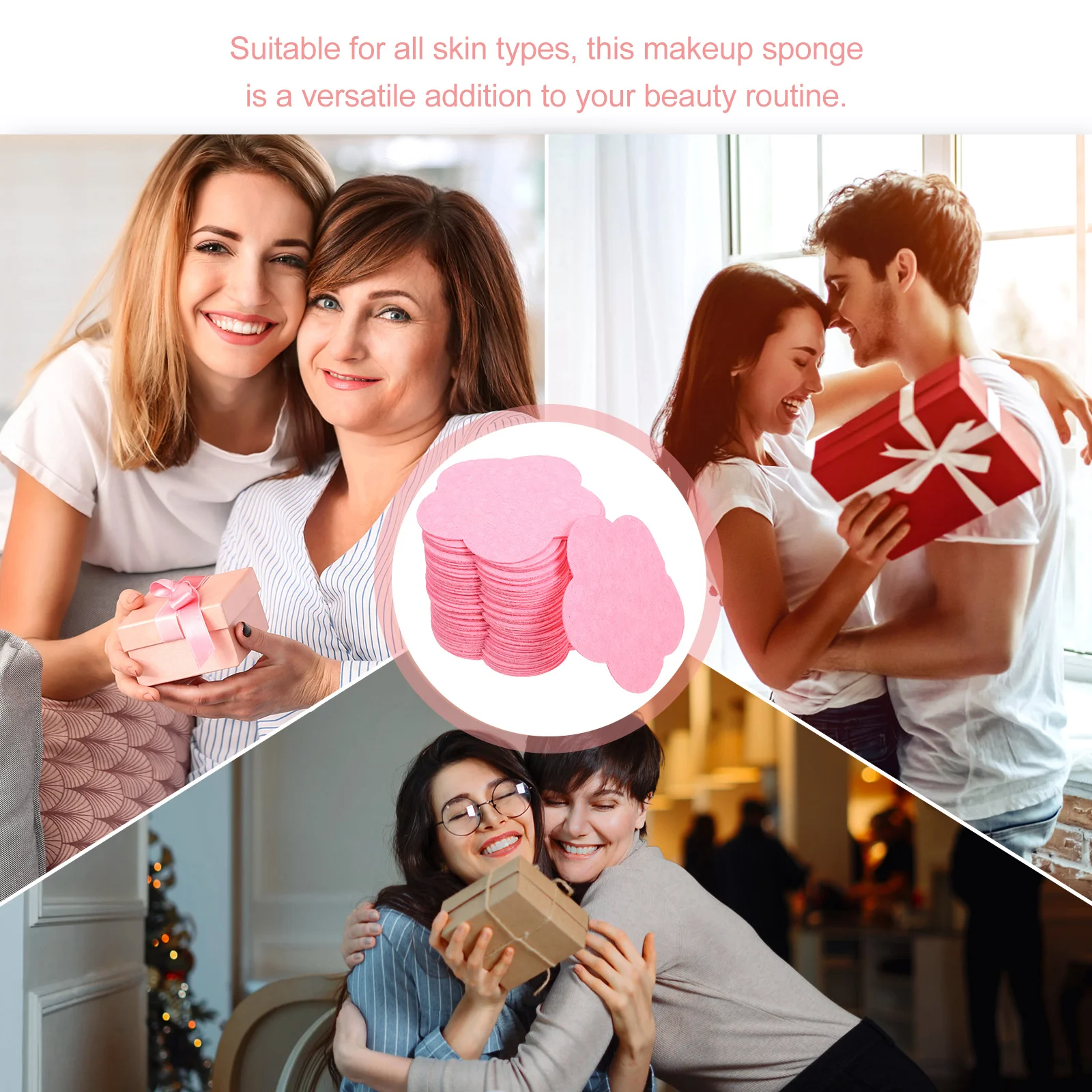 

50Pcs Facial Cleansing Sponges Compressed Wood Pulp Makeup Removal Soft Face Sponges Blossom Shape Cleansing Pads