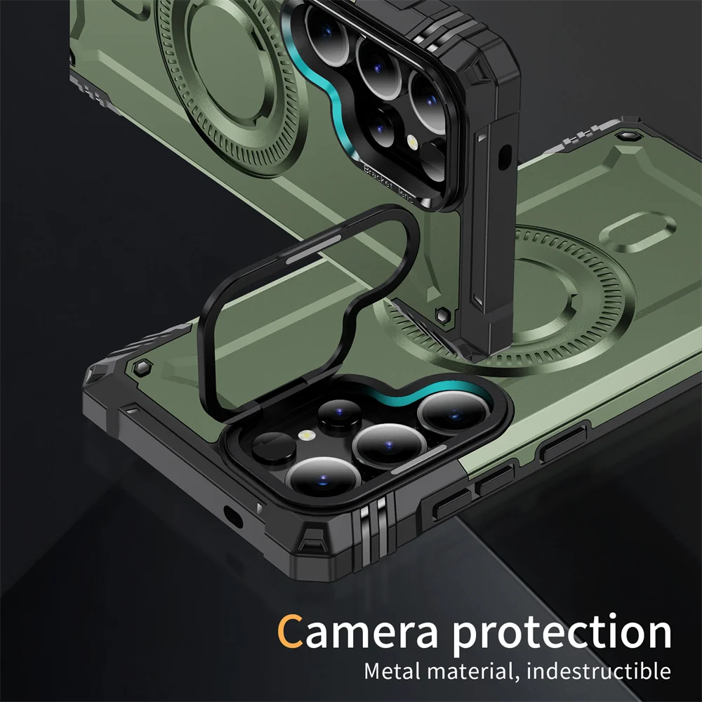 Military Shockproof Armour Magnetic Phone Case for Samsung S24 FE S25 Ultra S23 Plus A54 A52 A35 A34 A23 A16 A15 A14 5G Cover
