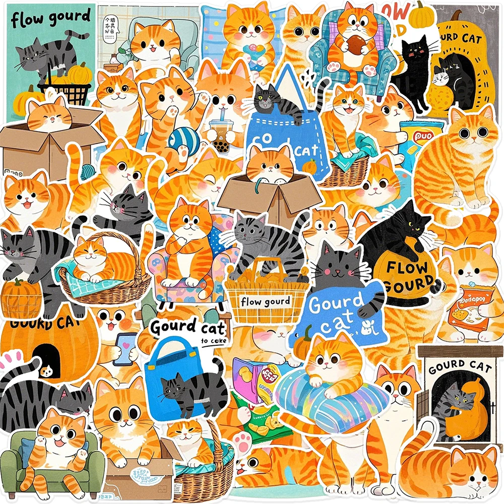 

10/30/50pcs Cute Cartoon Cat Stickers for Phone Laptop Suitcase Car Waterproof Kawaii Animal Decals Kids DIY Sticker Toys Gifts