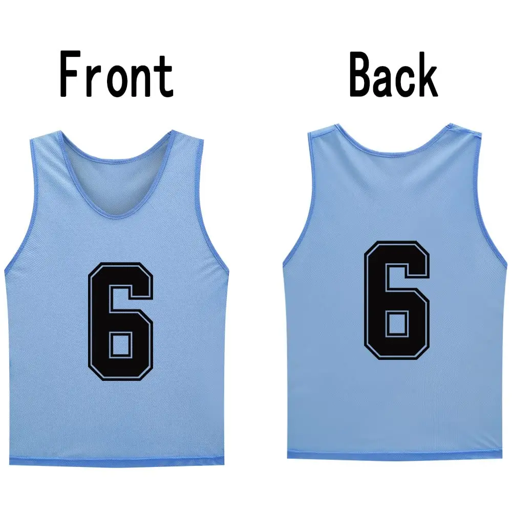 12 PCS Adults Soccer Pinnies Quick Drying Sports Vest Youth Sports Basketball Football Team Jerseys Training Numbered Top Suit