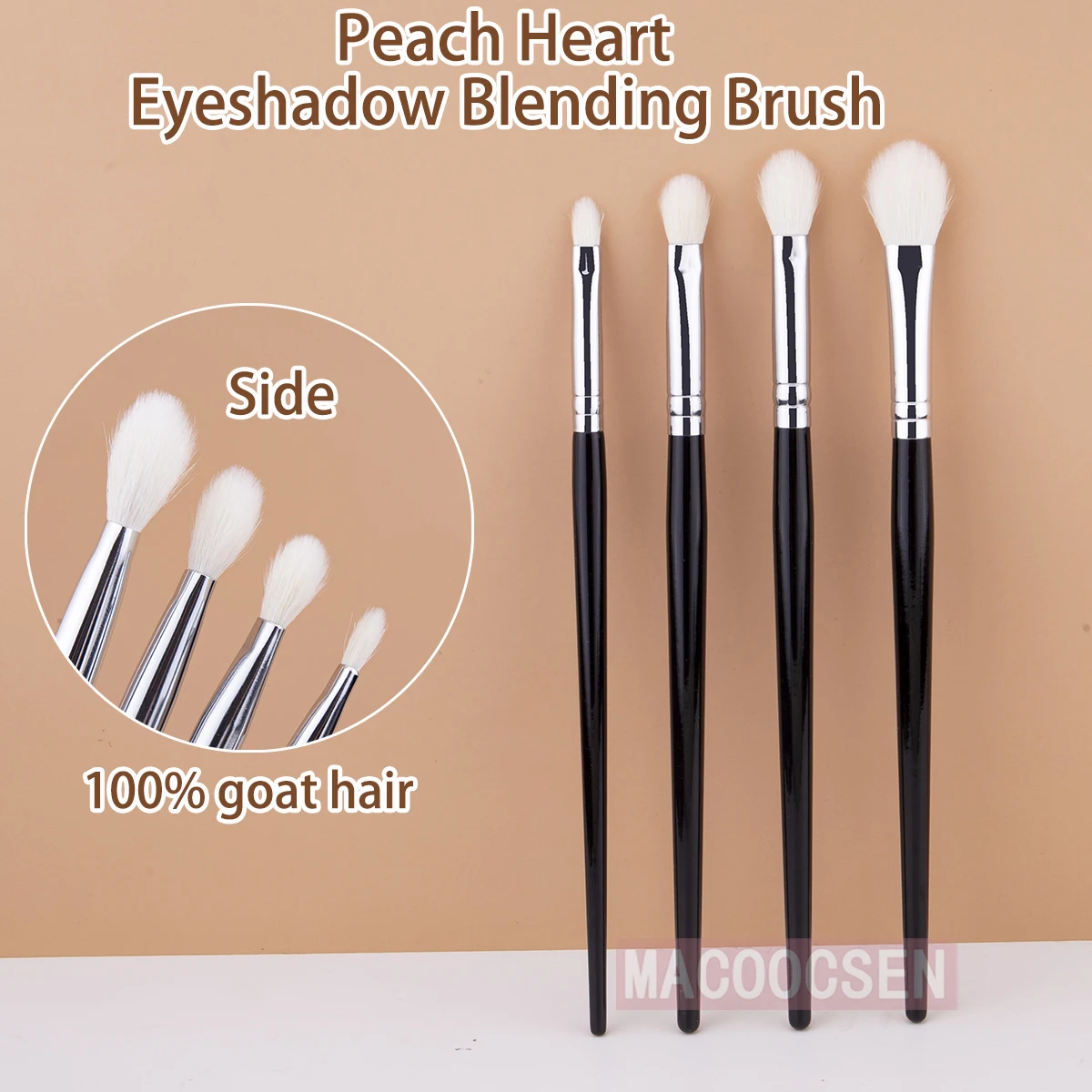 Pędzel do makijażu brzoskwiniowy pędzel do mieszania cieni do powiek 100% kozich włosów naturalny puszysty cień do powiek zagniecenie pędzel do makijażu