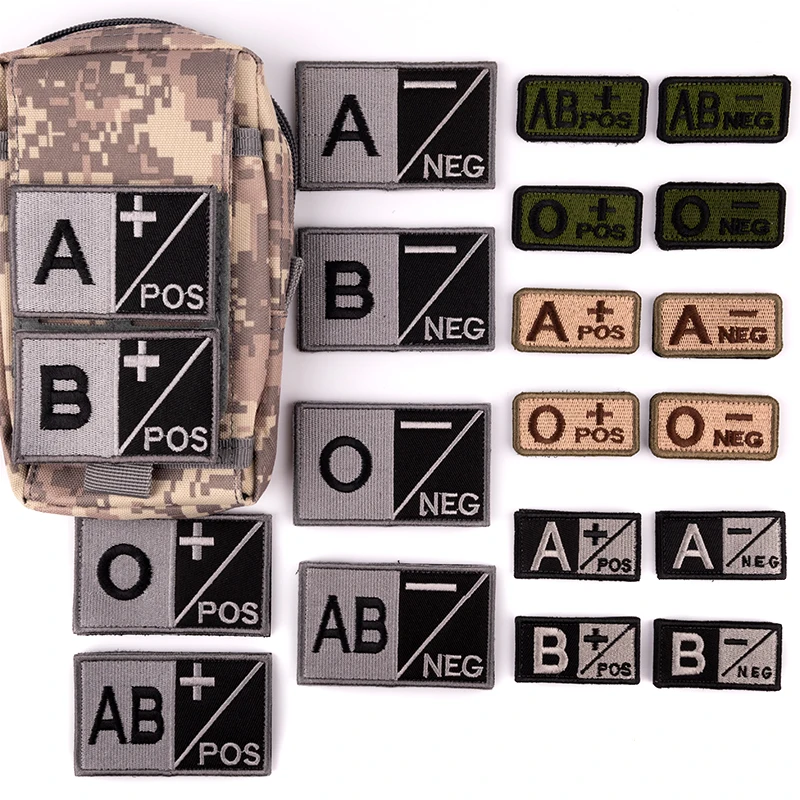 Military Embroidery Blood Type Patch Tactical Medicine Hook Loop O A Blood Airsoft Badge Clothing Backpacks Army Patches Emblem