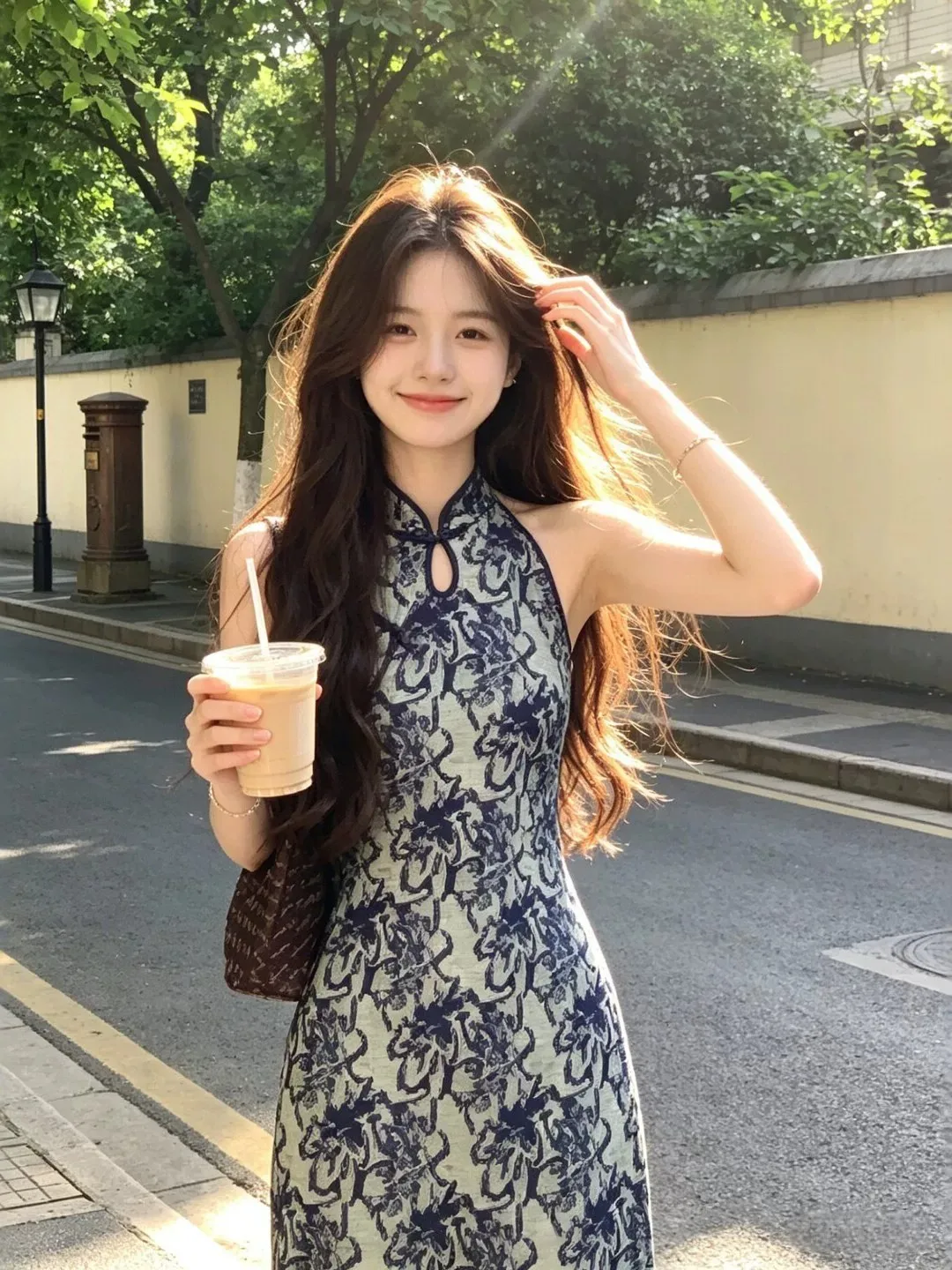 

Retro Chinese Style Print Bodycon Long Skirt Sleeveless Spicy Girl Sexy Tight Fit mid Length Polyester Fiber Breathable