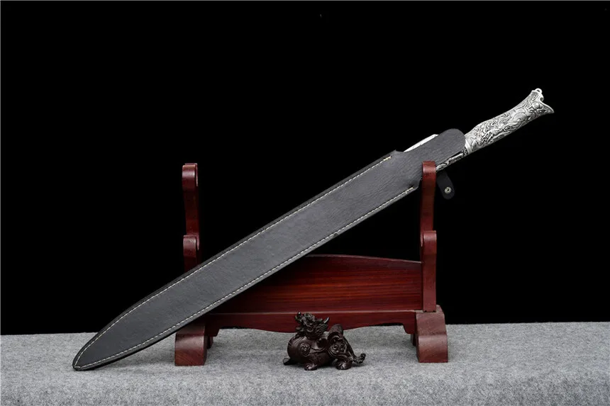 

76cm Silver Frost Battle Sword Medieval katana Battle Preparation full tang Silver Phoenix True Steel Edge Cutting Ninja Kung Fu