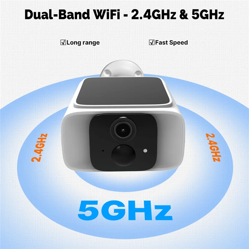 Tuya Wifi Smart Camera Smart Solar Power Panel Integrated Camera 2.4Ghz 5Ghz Dual Band Camera