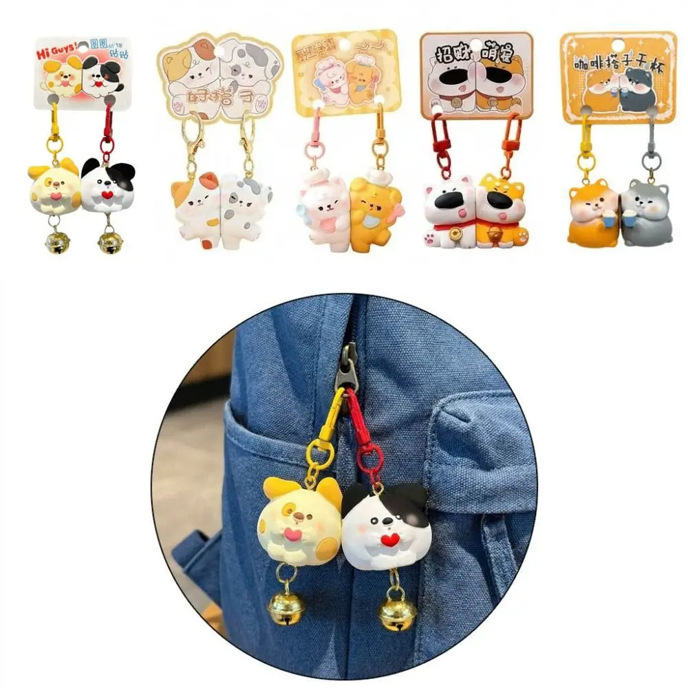 2Pcs Cute Magnetic Magnetic Snap Keychain Mini Resin Keychain Sets Cartoon Backpack Charm Friends Gift