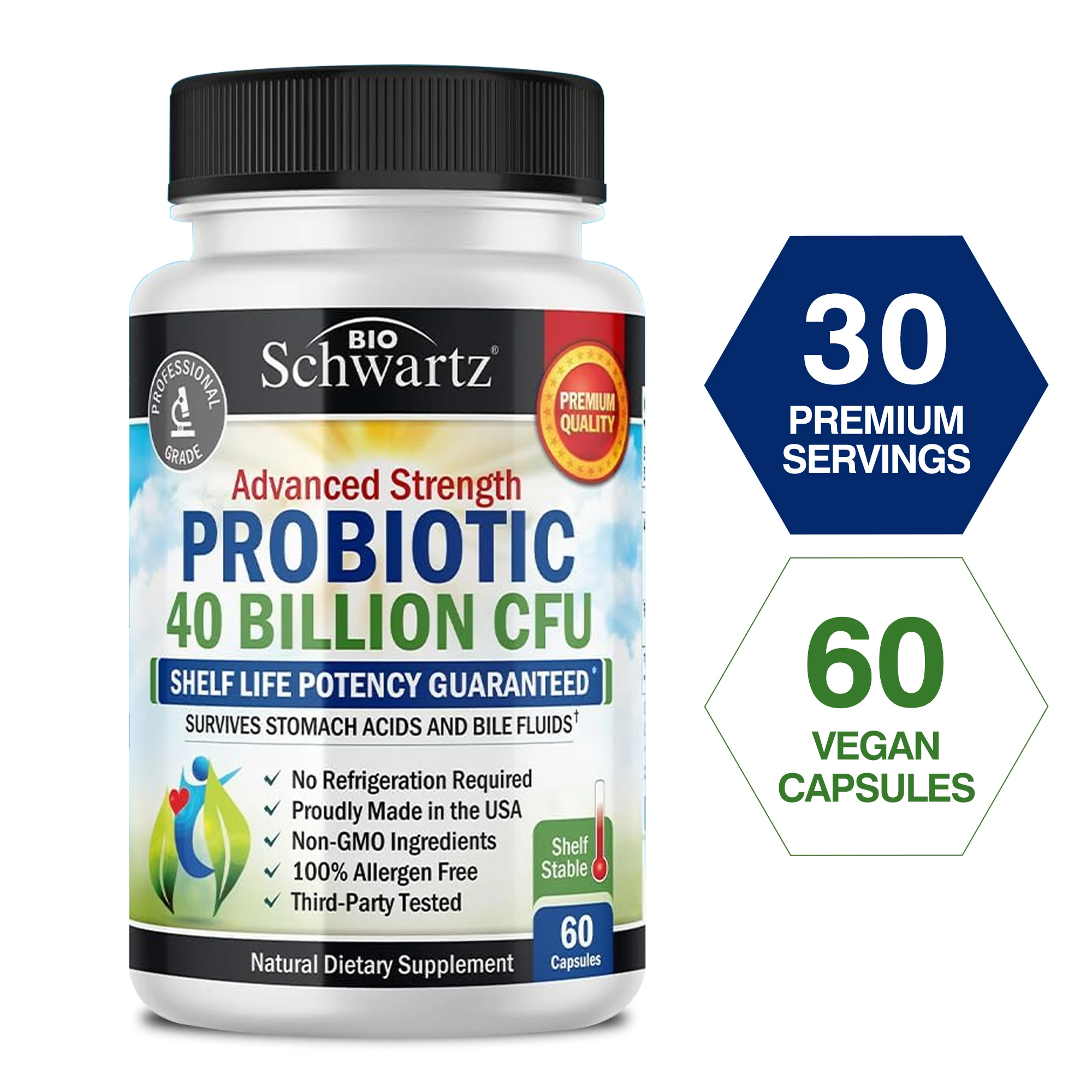 Probiotic 40 Billion CFU - Support Gut Health and The Immune System, Relieve Constipation, Bloating, Bad Breath,Acne & Blemishes