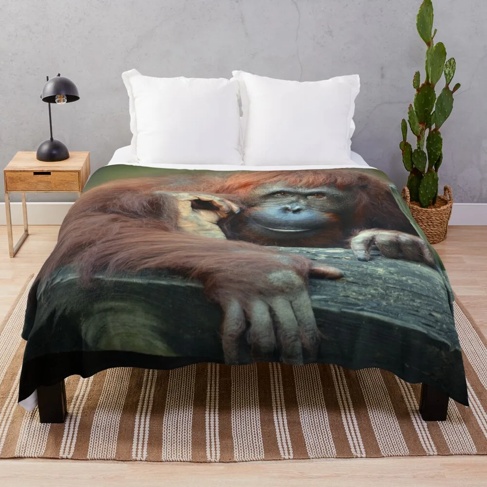 Orangutan Throw Blanket For Sofa Thin Large Blanket