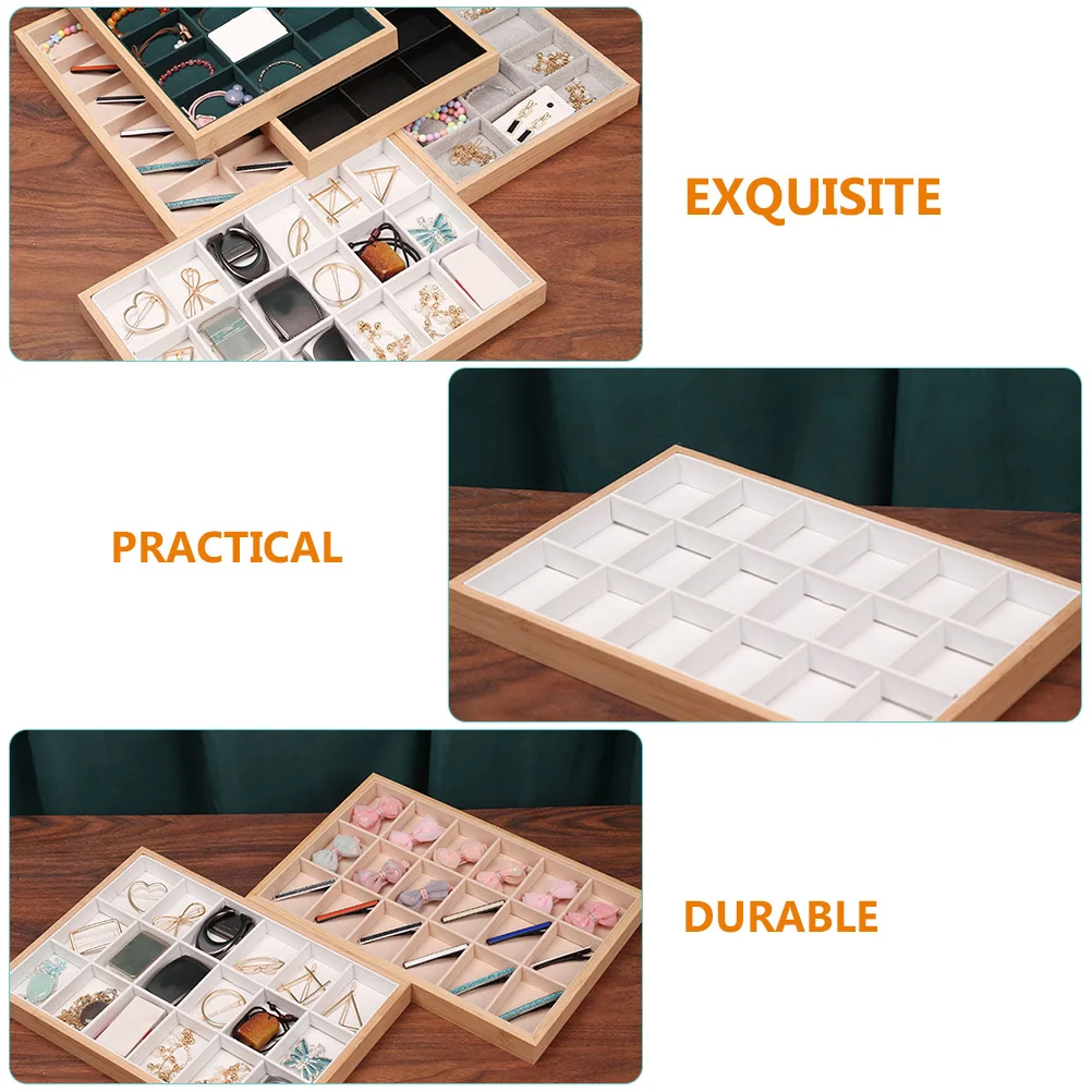 

Органайзер для ювелирных изделий, бамбуковое дерево, 18 сеток, настольный держатель для колец, коробка для хранения сережек, витрина для ювелирных изделий, органайзер для сережек