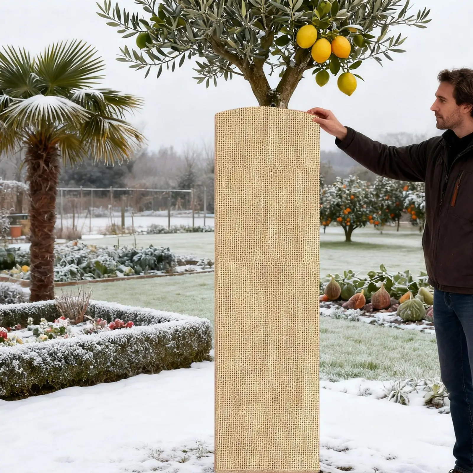 

Чехлы для растений на зиму, дышащее одеяло, натуральная мешковина, зимние чехлы для растений, сумки для фруктовых деревьев, овощей, ягоды, куста, сада