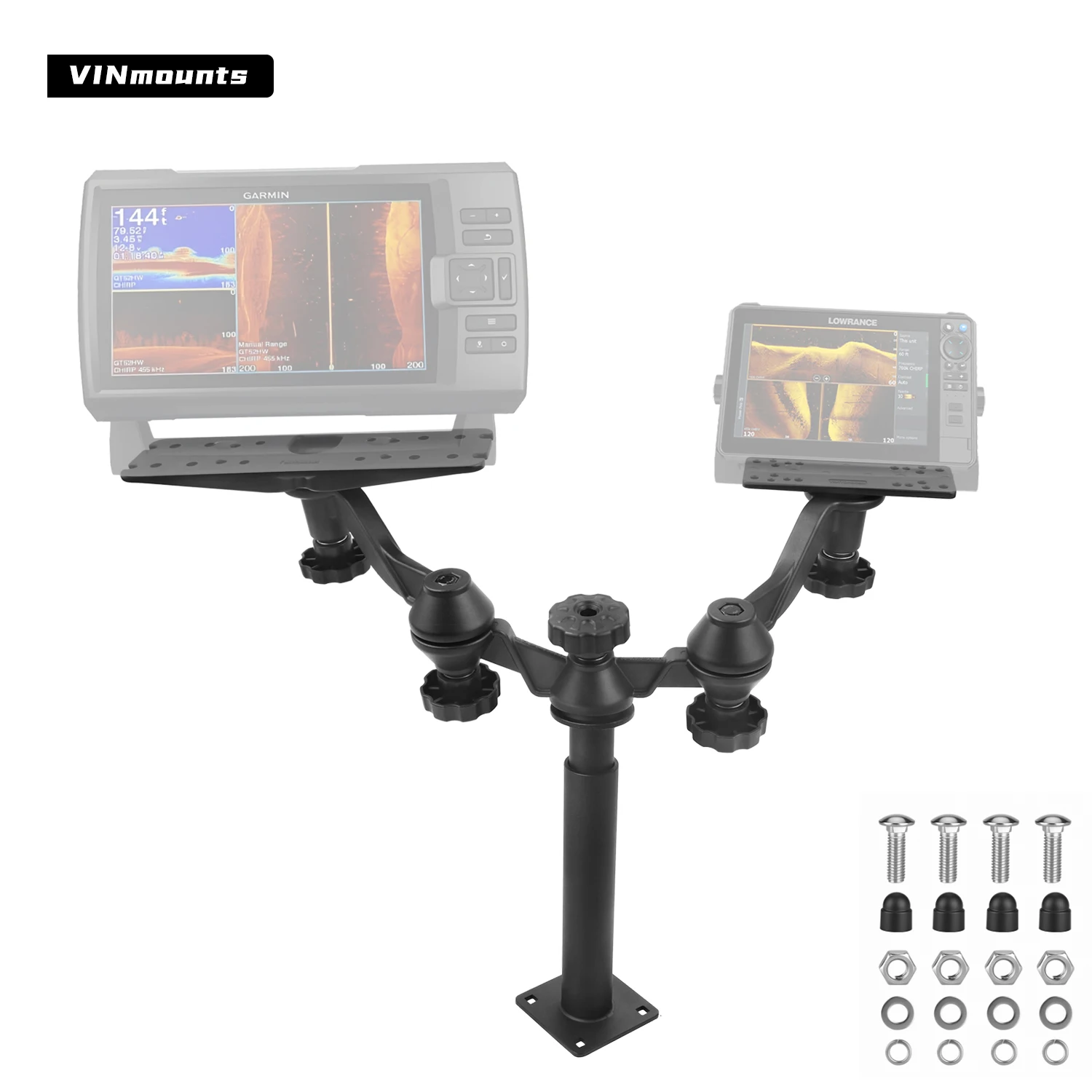 VIN Pisces sonar retractable pedestal mount, suitable for boats and kayaks, can simultaneously mount 6-inch and 12-inch devices